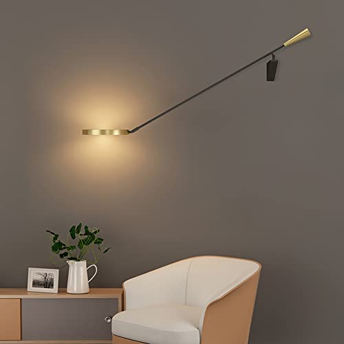 LED Wandleuchte Innen Dimmbar Ausziehbar Schwarz Langarm Wandlampe 15W Verstellbar Schwenkarm Wandlampe lange Arm Schlafzimmer Studie Nachttischlampe Teleskop Leselampe für Bar Büro Wohnzimmer (100cm) von MOLOURK