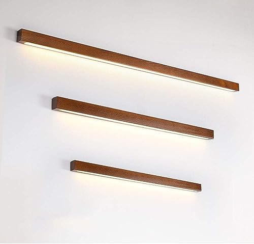 LED Wandleuchte Innen Moderne Hölzern Wandlampe Dimmbar Acryl Down Spiegelleuchte Eck Lange Lichtleiste Wandbeleuchtung Badlampe für Badzimmer Schlafzimmer Wohnzimmer Treppen (B,80CM) von MOLOURK