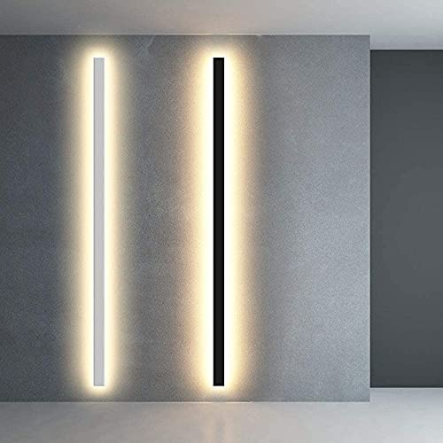 Lang LED Treppen Wandlampe Innen Schwarz Wandleuchte Moderne Schlafzimmer Nachttischlampe Ultra dünn Aluminium Spiegelleuchte Warmweiß für Badzimmer Wohnzimmer Korridor Wandbeleuchtung (Weiß,150cm) von MOLOURK