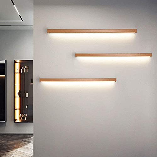 MOLOURK LED Holz Wandleuchte Innen Moderne Eck Treppen Wandlampe Dimmbar Acryl Down Spiegelleuchte Lange Lichtleiste Badlampe für Badzimmer Schlafzimmer Wohnzimmer Wandbeleuchtung (100CM) von MOLOURK