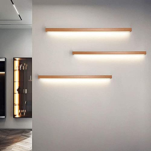 LED Holz Wandleuchte Innen Moderne Eck Treppen Wandlampe Dimmbar Acryl Down Spiegelleuchte Lange Lichtleiste Badlampe für Badzimmer Schlafzimmer Wohnzimmer Wandbeleuchtung (100CM) von MOLOURK