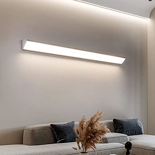 MOLOURK LED Treppen Wandleuchte Schwarz Moderne Eck Wandlampe Innen Lange Lichtleiste 4000K Spiegelleuchte Wandbeleuchtung für Badzimmer Wohnzimmer Schlafzimmer Dekoration Deckenleuchte (Weiß,48cm) von MOLOURK