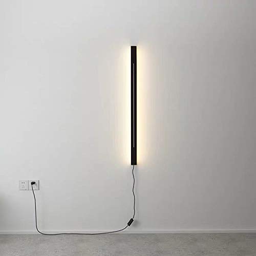 MOLOURK LED Wandleuchte Innen Schwarz Wandlampe Mit Schalter Acryl Spiegelleuchte Lange Lichtleiste Warmweiß Wandbeleuchtung Badlampe für Badzimmer Schlafzimmer Wohnzimmer Treppen (Mit Schalter,150CM) von MOLOURK