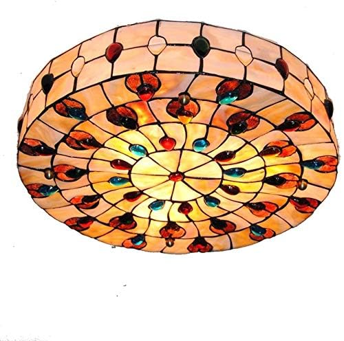 Ø45CM Tiffany Stil Deckenleuchte Modern Elegant Runde Bunten Shell Design Lampenschirm Deckenlampe für Wohnzimmer Schlafzimmer Esszimmer Balkon Villen Loft Korridor Flur Deckenleuchten Beleuchtung von MOLOURK