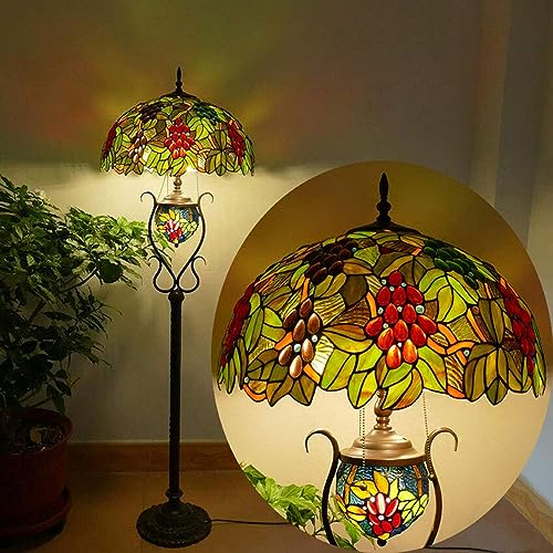 Vintage Tiffany Wohnzimmer Stehleuchte mit Schalter Ø50cm Handbuch Glasmalerei Traube Design E27 Schlafzimmer Kunst Stehlampe 4 Flammig Retro Büro Studie Leselicht Nachtlicht 66 Zoll hoch Standllampe Vintage Tiffany Wohnzimmer Stehleuchte mit Schalter Ø50cm Handbuch Glasmalerei Traube Design E27 Schlafzimmer Kunst Stehlampe 4 Flammig Retro Büro Studie Leselicht Nachtlicht 66 Zoll hoch Standllampe von MOLOURK