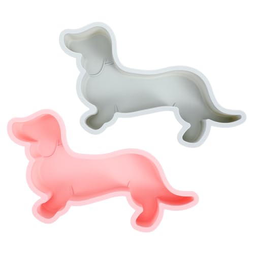 MOLUCKFU 2 Stück Dackel Grillpfanne Kuchenwerkzeuge Silikon-Hundeform Kuchenform Niedliche Backform Keksform Süßigkeitenherstellungsform Niedliche Backschokoladenform von MOLUCKFU