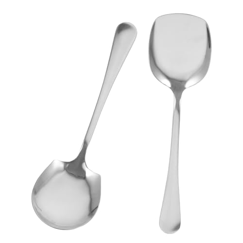 MOLUCKFU 2 Stück Edelstahl Teiliges Servierlöffel Große Buffet Schaufel mit Langem Griff Robust und Hitzebeständig für Partys Restaurants und Familienfeiern Vielseitig für Snacks Salate von MOLUCKFU