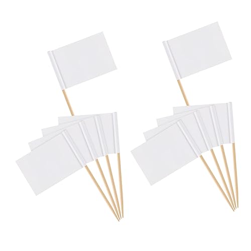 MOLUCKFU 200stücke Zahnstocher-flaggen Aus Holz Und Papier Unbedruckt Für Diy Für Dessert-topper Party-cupcake-picks Und Fruchtstäbchen von MOLUCKFU