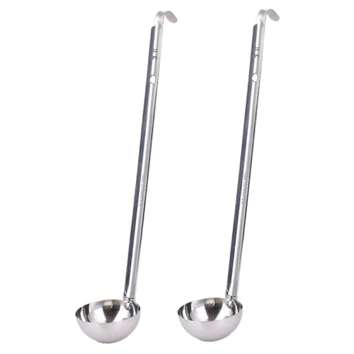 MOLUCKFU 2Stücke Suppenkelle mit Hakengriff Ergonomischer Servierlöffel für Buffet und Catering Spülmaschinengeeignet Rostfrei und Leicht zu Reinigen von MOLUCKFU
