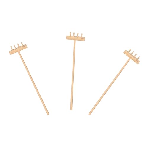 MOLUCKFU 3 Stück Mini Zen Garten Rechen Teiliges aus Dekoratives Tisch Gartenwerkzeug mit Vierzinkigem Design Leicht und Handlich für Meditation und DIY Zen Gartendekoration von MOLUCKFU