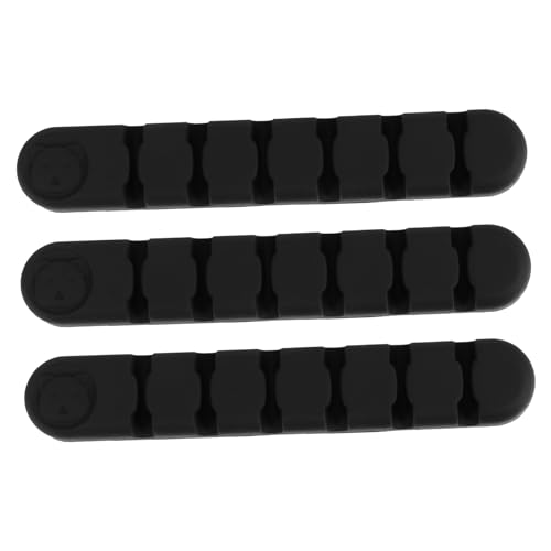 MOLUCKFU 3 Stück Niedliche Kabelclips aus Silikon Kabelmanagement für Schreibtisch und Zuhause Selbstklebende Kabelwickler Schwarz zur Kabelorganisation und Fixierung von MOLUCKFU