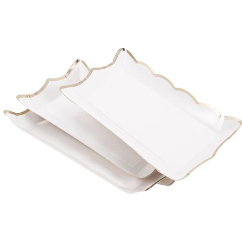MOLUCKFU 4-teilige Einweg-servierplatten Für Desserts Party-servierplatten Aus Kunststoff Rechteckige Serviertabletts Für Snacks von MOLUCKFU