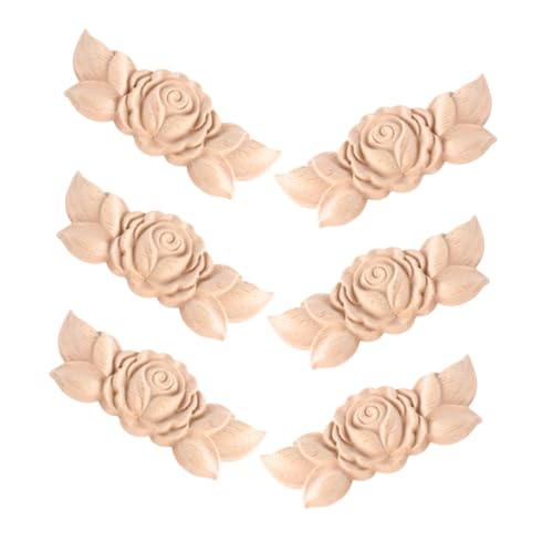 MOLUCKFU 6 Stück Schnitzereien für Schranktüren Betten und Wandschmuck Dekorative Applikationen Kleinem Blumen Design Einfache Installation Langlebiges Material von MOLUCKFU