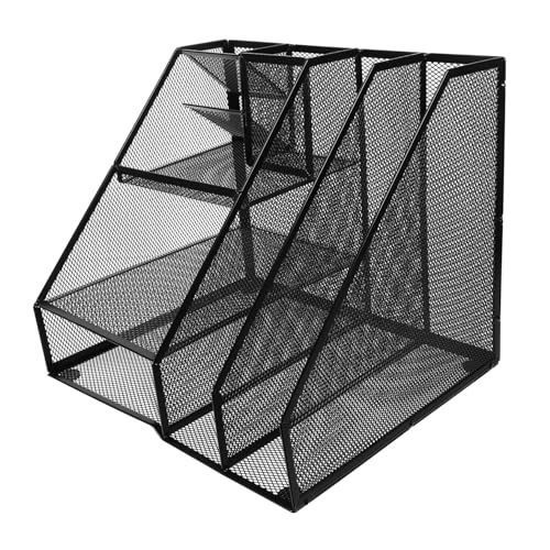 MOLUCKFU Dokumentenablage Aus Netzgewebe Schreibtisch-Organizer Mit Fächern Metallhalter Für Akten Und Zubehör Büroeinrichtung Aufbewahrungslösung von MOLUCKFU