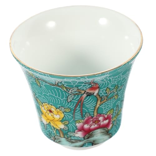 MOLUCKFU Antike Keramik Teetasse Deckel Blumen Vogelmuster Teeservice Chinesischer Stil Tasse Ohne Henkel von MOLUCKFU