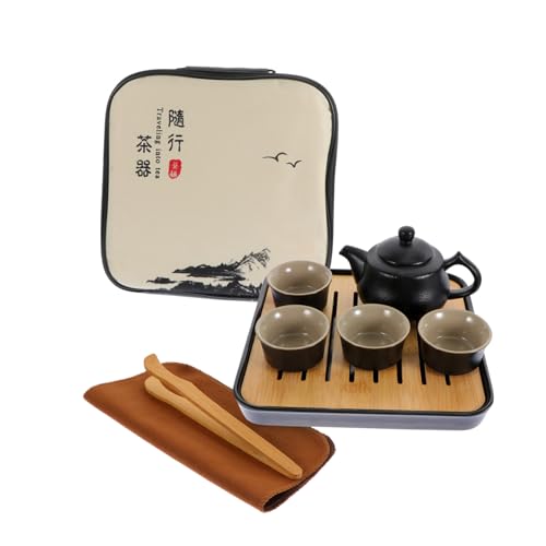 MOLUCKFU Porzellan Teekanne Tragbares Chinesisches Kungfu Teeservice mit Teekanne Glatter Oberfläche Praktisch und Langlebig Inklusive Aufbewahrungstasche für Zuhause Teehaus Restaurant von MOLUCKFU