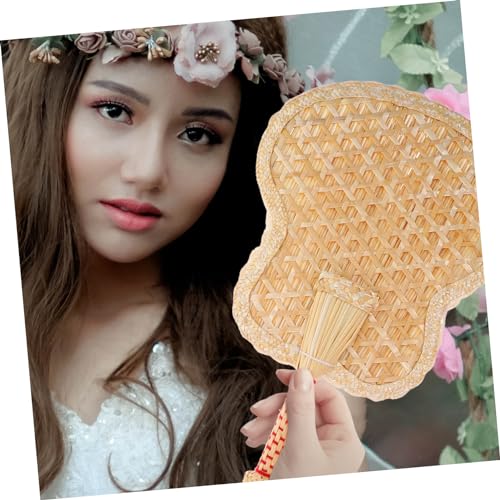 MOLUCKFU Vintage Handfächer aus Handgewebtem Weizenstroh Leichter Manueller Handfächer für Sommer Handgefertigter Chinesischer Stil für Senioren Partys und Strandgebrauch von MOLUCKFU