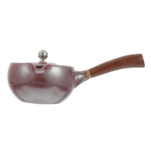 MOLUCKFU Vintage Keramik Teekanne mit Holzgriff Hitzebeständig und Handlich für Zuhause und Teehäuser Kleine Grüne Tee Kanne im Japanischen Stil Stilvoll und Leicht zum Ausgießen von MOLUCKFU
