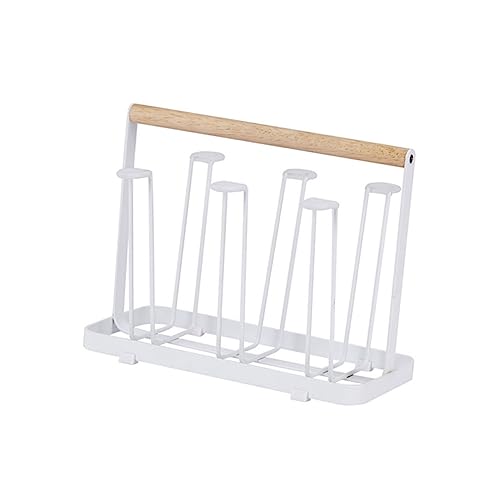 MOLUCKFU Weißes Holz Weinglashalter Regal Platzsparender Glasaufbewahrer Robustes Küchen Organizer Gestell für Zuhause Hotel Buffet und Moderne Bar Schlichtes Design Trocknet Gläser Sicher von MOLUCKFU