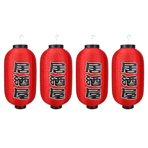 MOLUO 2/4 Packungen Japanische Sushi-Laternen ohne Licht Japanische rote Laterne Wasserdichtes Ornament mit Haken für Zuhause, Urlaub, Party-Dekoration von MOLUO