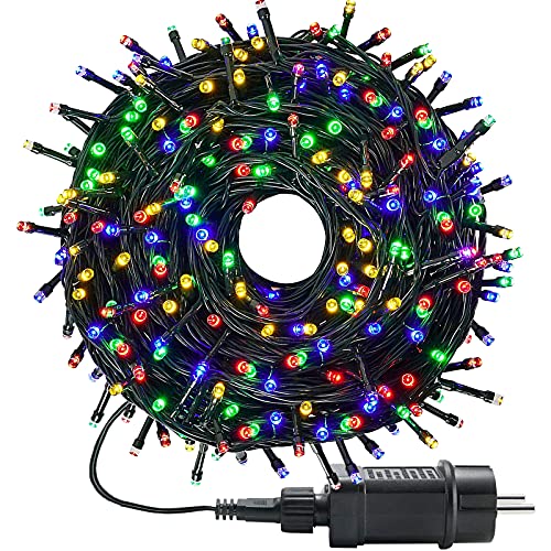 LED Lichterkette außen und innen RGB Weihnachtsbeleuchtung Lichterkette mit 8 Leuchtmodi + Timer + Memory-Funktion, Wasserdicht für Weihnachtsbaum, Party, Hochzeit, Balkon, 10m, 100LEDs von MOLVCE