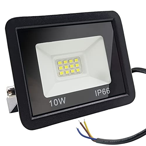 LED Strahler Außen 10W Aussenstrahler Flutlicht IP66 Wasserdicht Außenstrahler LED Fluter für Garage, Garten, Sportplatz, Terrasse, Hof, Hotel, 850LM Superhell Scheinwerfer, Kaltweiß Licht 6500K von MOLVCE