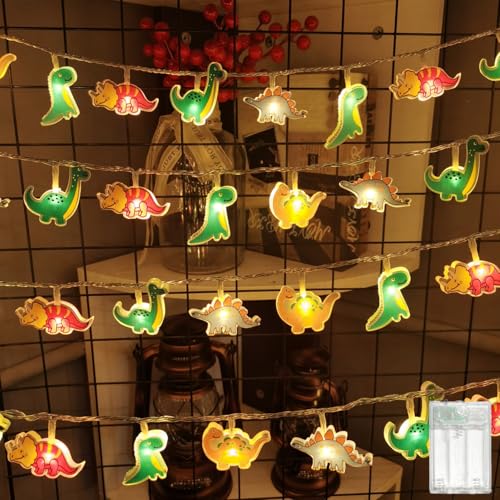 MOLVCE Dinosaurier Lichterkette Kinderzimmer Deko Innen, 1.5M 10 LED Warmweiß Acryl Lichterkette Batteriebetrieben mit Timer, Dekorative Lichter für Schlafzimmer, Kinderzimmer, Zelt, Bett MOLVCE Dinosaurier Lichterkette Kinderzimmer Deko Innen, 1.5M 10 LED Warmweiß Acryl Lichterkette Batteriebetrieben mit Timer, Dekorative Lichter für Schlafzimmer, Kinderzimmer, Zelt, Bett von MOLVCE
