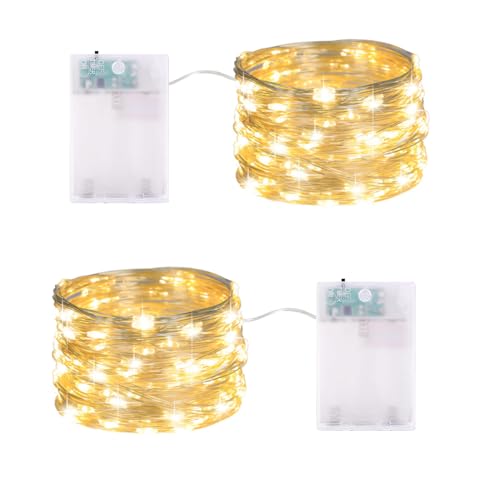 MOLVCE LED Lichterkette Batterie, 2 Stück 5M 50LED Micro LED Lichterkette mit Timer, Wasserdicht Silberdraht Lichterketten für Weihnachten, Party, Hochzeit, Balkon, Innen Außen, Warmweiß MOLVCE LED Lichterkette Batterie, 2 Stück 5M 50LED Micro LED Lichterkette mit Timer, Wasserdicht Silberdraht Lichterketten für Weihnachten, Party, Hochzeit, Balkon, Innen Außen, Warmweiß von MOLVCE