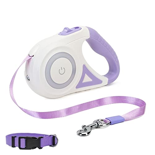 Einziehbare Hundeleine mit Taschenlampe – ideal für Hunde und Katzen – automatische Nylon-Wanderleine – Lila – erhältlich in kleiner Halsbandgröße – 3 m Reichweite Einziehbare Hundeleine mit Taschenlampe – ideal für Hunde und Katzen – automatische Nylon-Wanderleine – Lila – erhältlich in kleiner Halsbandgröße – 3 m Reichweite von MOLVUS