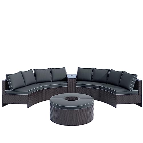 MOLVUS 6 Stück Terrassenmöbel Sektionale Outdoor PE Rattan Korbgeflecht Rasen Gespräch Gepolstertes Gartensofa Set mit Glas-Couchtisch MOLVUS 6 Stück Terrassenmöbel Sektionale Outdoor PE Rattan Korbgeflecht Rasen Gespräch Gepolstertes Gartensofa Set mit Glas-Couchtisch von MOLVUS