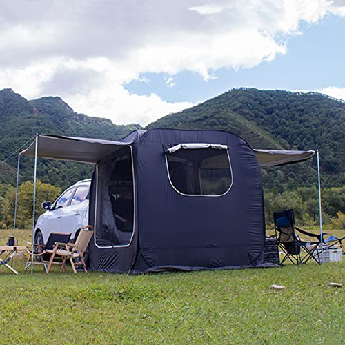 MOLVUS Auto Heckklappe Markise Zelt Pop Up Auto Heckzelte für Camping, SUV Kofferraumzelte Auto Heckzelt mit großem Bildschirm & ausziehbarer Markise, SUV Zelt Doppelschutz Niedriger Windwiderstand von MOLVUS