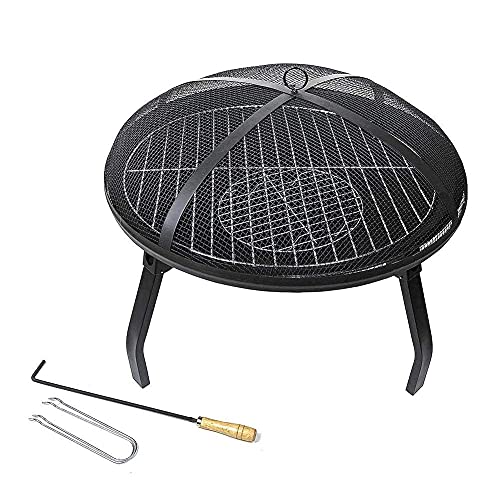 MOLVUS Metall Outdoor Garten Feuerstelle mit BBQ Grill Heizung Outdoor Garten Schwarz Grill Metall Kohlenbecken Terrasse Dekor Feuerstelle Ofen von MOLVUS