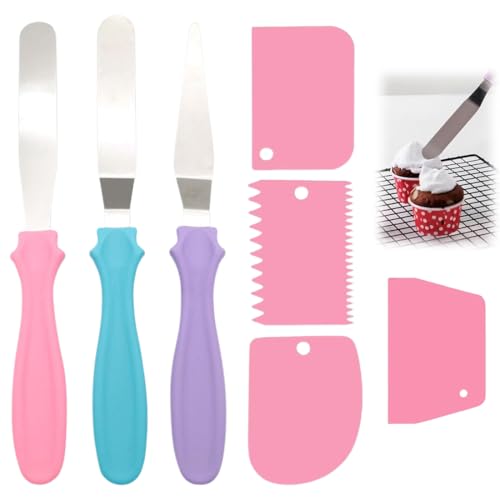 MOLZINY 7 Stück Winkelpalette Edelstahl Set Winkelpalette Torten Zubehör Inklusive 3 Stück Edelstahl tortenspachtel und 4 Stück Smoother für Verteilen Von Sahne Tortenmesser Konditorenmesser Spachtel von MOLZINY
