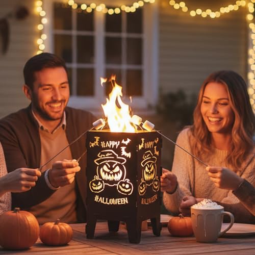 MOMAHUA Tragbarer Halloween Feuerstelle aus Cortenstahl - 20*20*40CM Feuerkorb mit Fledermaus-Design für Garten, Terrasse & Balkon - Rostbrauner Outdoor Dekor Wärmespender für Halloween Gartenparty MOMAHUA Tragbarer Halloween Feuerstelle aus Cortenstahl - 20*20*40CM Feuerkorb mit Fledermaus-Design für Garten, Terrasse & Balkon - Rostbrauner Outdoor Dekor Wärmespender für Halloween Gartenparty von MOMAHUA