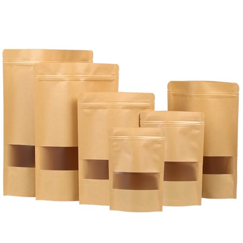 MOMAHUA 100 Stück Kraftpapiertüten mit Fenster, 14x20cm Kraftpapier Tüten, Wiederverwendbar Kekstüten Klein Papiertüten Braun Verschließbare für Nüsse Kaffeebohnen Teeblätter Süßigkeiten Snacks MOMAHUA 100 Stück Kraftpapiertüten mit Fenster, 14x20cm Kraftpapier Tüten, Wiederverwendbar Kekstüten Klein Papiertüten Braun Verschließbare für Nüsse Kaffeebohnen Teeblätter Süßigkeiten Snacks von MOMAHUA