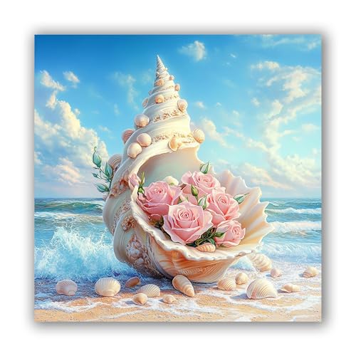 MOMAKA 5D Diamond Painting Kits Muschel, DIY Diamant Malerei Full Drill Set Strand, Runde Diamant Arts Craft Cross Stickerei Malerei Kits für die Home Wanddekoration 30x30 cm von MOMAKA