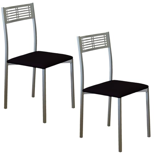 MOMMA HOME Küchenstühle, 2er-Set, Modell Sydney, Sitze aus Kunstleder, Maße 41 x 47 x 86 cm (Schwarz/Silber) von MOMMA HOME