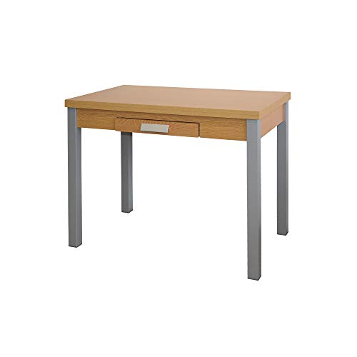 MOMMA HOME - Küchentisch Ausziehbar - Modell Silanta - Farbe Eiche - Maße 100/160 x 60 x 76 cm - Material: MD-Schichtholz und Metallrahmen von MOMMA HOME