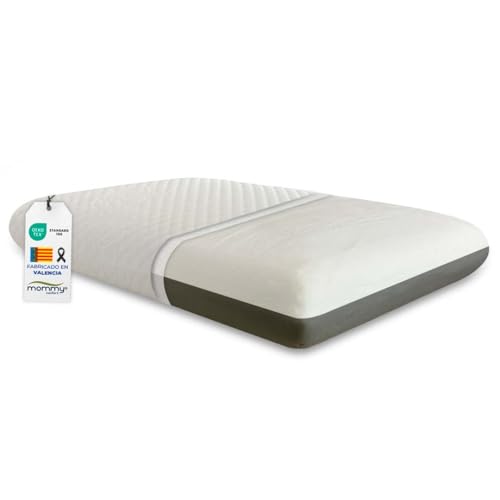 MOMMY CONFORT Memory Foam Kissen 60 cm Premium – Zwei Härtegrade: Weiße Seite weich – Graue Seite mittel + Innenbezug + Waschbarer Bezug mit Reißverschluss von MOMMY CONFORT