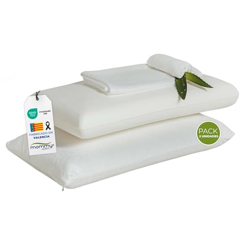MOMMY CONFORT – Kopfkissen Memory Foam Kissen 70x35cm 2er Set - Nackenschmerzen - Orthopädisches Kissen - Waschbarer und Abnehmbarer Aloe-Vera-Bezug - Oeko-Tex von MOMMY CONFORT