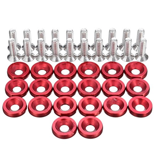 Alamor 20Stk CNC Aluminium Bumper Fender Unterlegscheibe Bolt Engine Bay Dress Up Kit M6X15Mm-Rot von MOMOALA