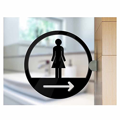 Seitlich Montiertes Hohles Doppelseitiges 3D-Toilettenschild, Seitlich Hängende Schwarze Acryl-Schilderführung For Männer Und Frauen – 20 X 20 Cm/7,9 X 7,9 Zoll Schwarz ( Color : B , Size : 20x20cm ) von MOMOJIA