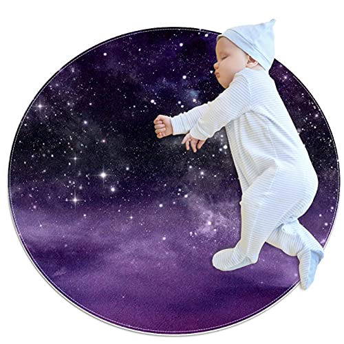 Lila Sternenhimmel Wolken Runder Teppich rutschfeste Weiche Teppiche für Schlafzimmer Wohnzimmer 70x70cm von MOMOLOA