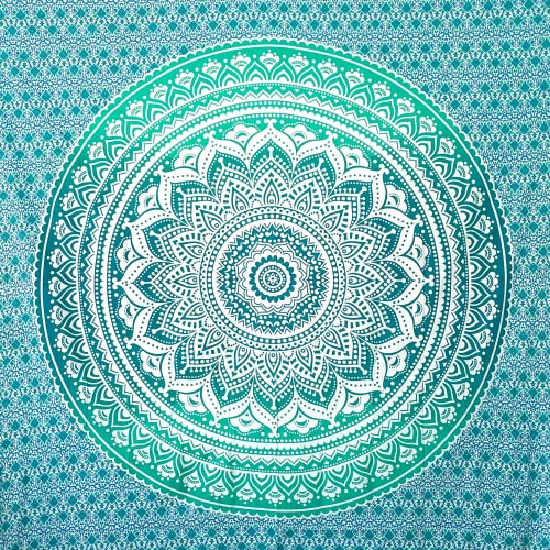 MOMOMUS Mandala Tuch Mehrzweck - Pareo/Strandtuch XXL, Dünn und Sandabweisend, Große Stranddecke Sandfrei Sanddurchlässig oder Picknickdecke XXL für Camping und Yoga - Türkis, 210x230cm von MOMOMUS