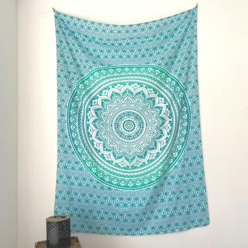 MOMOMUS Pareo oder Strandtuch Groß, 100x200, XL - Mit Mandala-Motiv - Stranddecke Sandfrei Sanddurchlässig, Strandmatte Sandfrei oder Dünne Picknickdecke Sandabweisend - Türkis, 135x210 cm von MOMOMUS