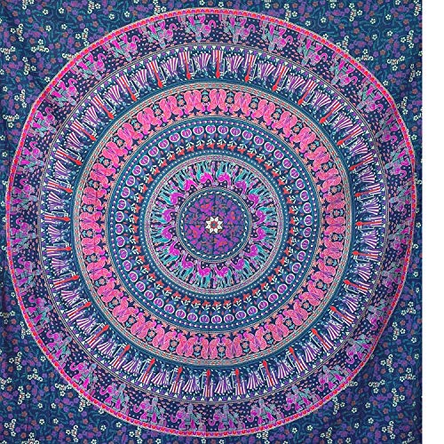 MOMOMUS Wandteppich Mandala - 100% Baumwolle, Bunt, Orientalische Designs - Ideal als Wandtuch Mandala, Indischer Wandbehang aus Stoff und Wandteppich Boho - Lila, 210x230 cm von MOMOMUS