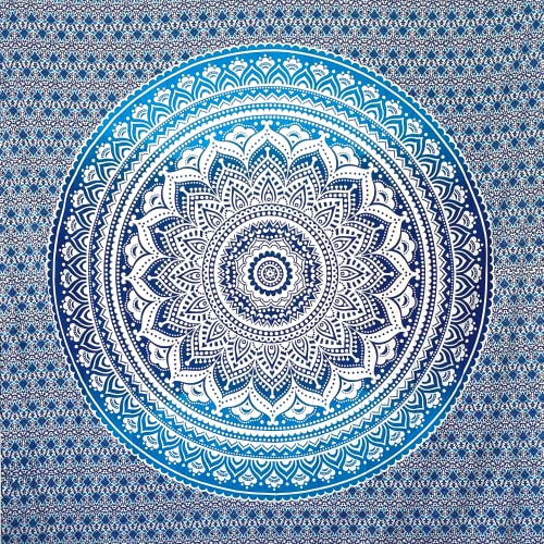 MOMOMUS Mandala Tuch Mehrzweck - Pareo/Strandtuch XXL, Dünn und Sandabweisend, Große Stranddecke Sandfrei Sanddurchlässig oder Picknickdecke XXL für Camping und Yoga - Blau, 210x230cm von MOMOMUS