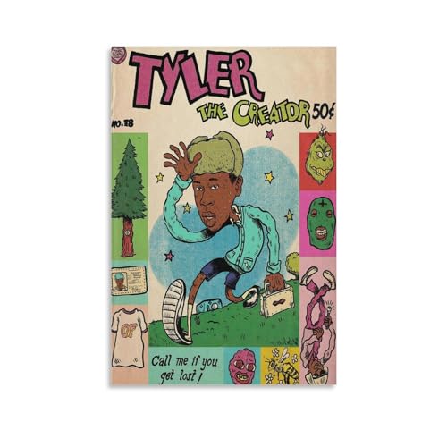 Tyler The Creator Poster, Comic-Musik-Poster für Zimmer, ästhetische Leinwand, Wandkunst, Schlafzimmer-Dekoration, 40 x 60 cm von MOMOO