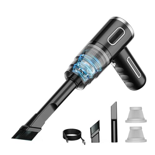 MOMOTOU Auto-Staubsauger 29000pa tragbarer Auto-Staubsauger Wireless-Mini-Gebläse-Doppelfilterelement für Reise-Wohnmobil-Wohnmobil-Heimgebrauch (Schwarz) von MOMOTOU