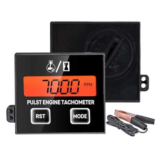 MOMOTOU Digitaler Drehzahlmesser Induktiver Drehzahlmesser Clip-Drehzahlmesser für Motorsägen Rasenmäher Rückstellbarer mit Betriebsstundenzähler Batterie Austauschbar Hintergrundbeleuchtung (schwarz) von MOMOTOU